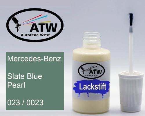 Mercedes-Benz, Slate Blue Pearl, 023 / 0023: 20ml Lackstift, von ATW Autoteile West.